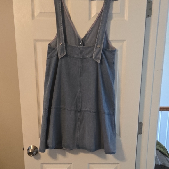 DAVI & DANI Light Blue Denim Button-Front Pinafore Dress - Picture 3 of 4